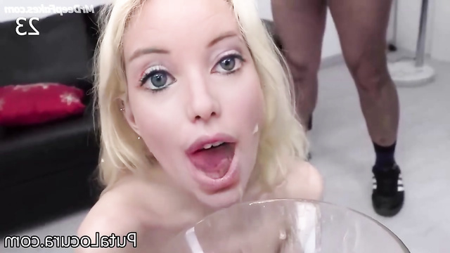 Many cocks cum in deepfake Barbie Doll's mouth