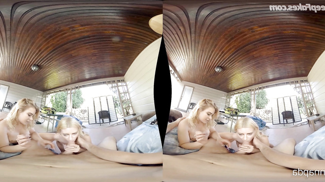 Nude Alanah Pearce & Elyse Willems have fun in VR porn