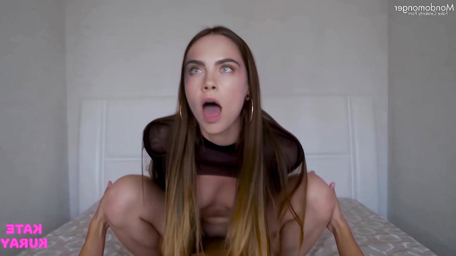 AI Cara Delevingne sticks her tongue out and jumps on your cock [PREMIUM]