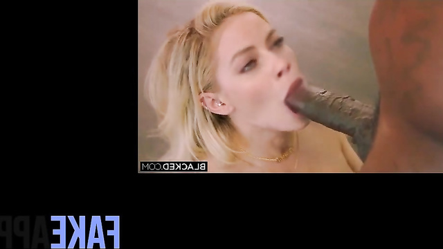 DeepFake Margot Robbie put her first big black cock in her mouth