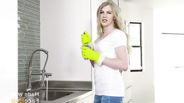 Kristen Johnston as Sally Solomon getting confused and turned on doing the dishes