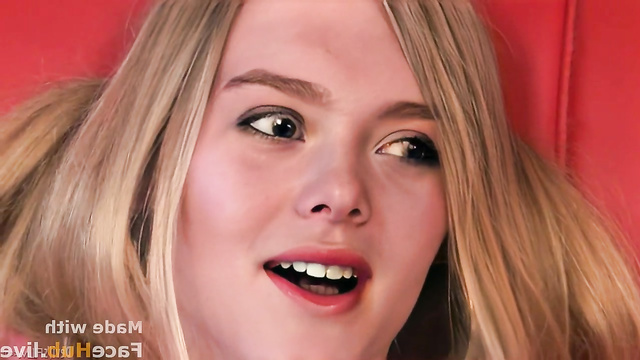 Babysitter Elle Fanning earns extra by letting the dads suck her cock