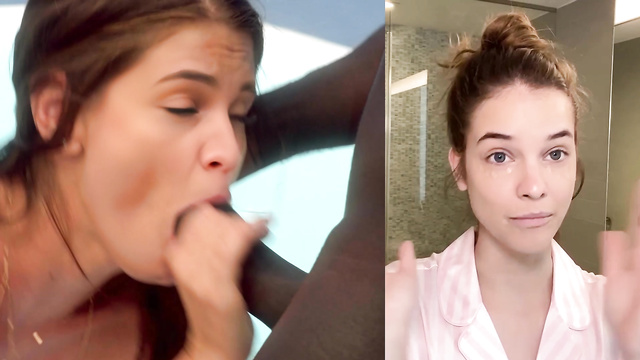 Fake Barbara Palvin was fucked in mouth near the ocean [PREMIUM]