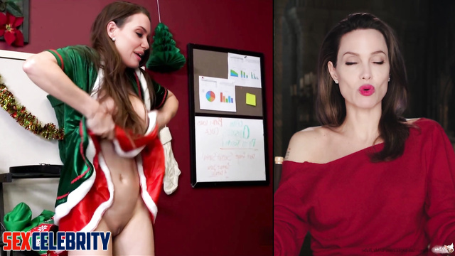 Christmas fetish porn, titted bitch got a lot of fun - Angelina Jolie [PREMIUM]