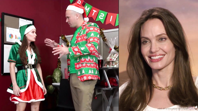 Christmas fetish porn, titted bitch got a lot of fun - Angelina Jolie [PREMIUM]