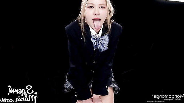 Sexy schoolgirl Rose BLACKPINK collects cum in her mouth (로제 섹스 테이프) [PREMIUM]