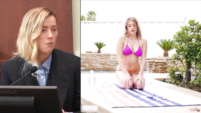 Dissolute blonde Amber Heard fucked by sexy guy near pool (fakeapp)