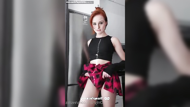Fake Madelaine Petsch - redhead trans jerking off to himself