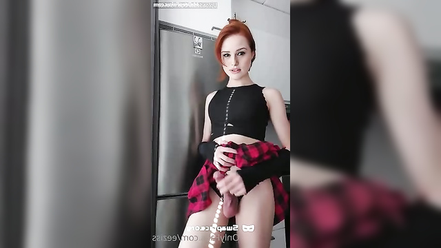 Fake Madelaine Petsch - redhead trans jerking off to himself