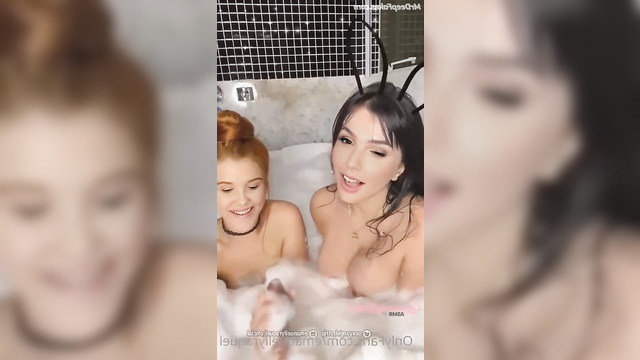 Naked Gal Gadot and Millie Bobby Brown in the bathroom with a man