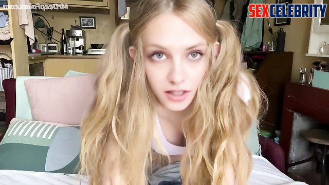 Beauty young blonde masturbating her sweet hole, fake Kristen Stewart