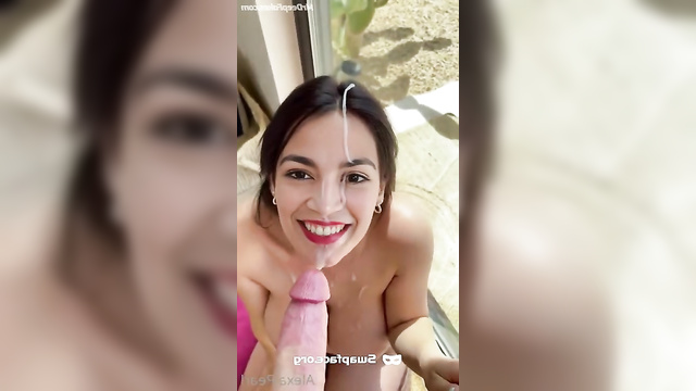Lots of cum on deepfake Alexandria Ocasio-Cortez's cute face