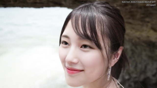 Suzy (수지 미쓰에이) K-pop cutie posing on the beach - face swap