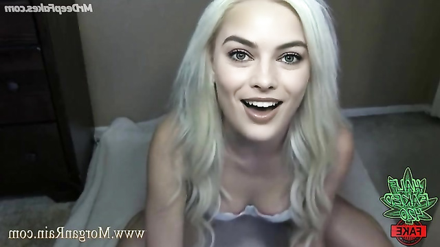 Deepfakes/ Teasing webcam show with slutty blonde Margot Robbie