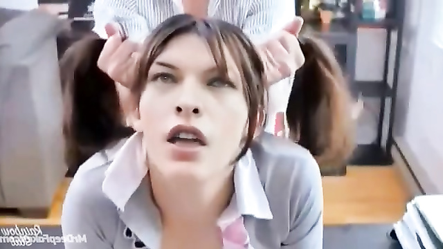 Milla Jovovich - rough doggystyle fuck with cute schoolgirl /fakes