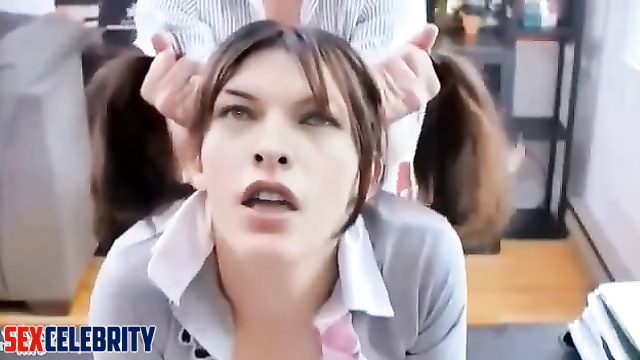 Milla Jovovich - rough doggystyle fuck with cute schoolgirl /fakes