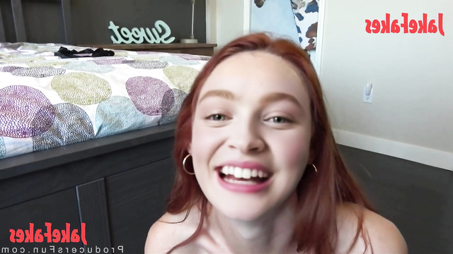 Redhead slut fucked all day and got a face cumshot - fake Sadie Sink