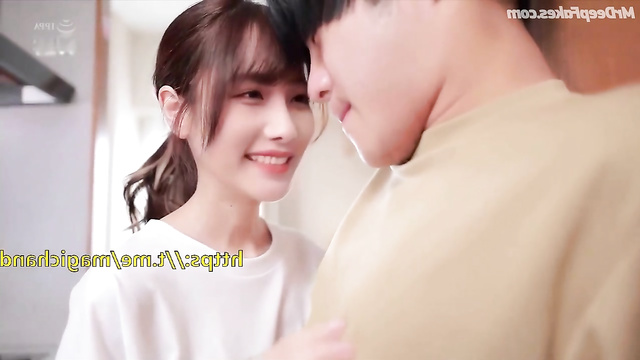 AI Song Xinran - young couple secluded in the kitchen, SNH48 (宋昕冉 换脸)