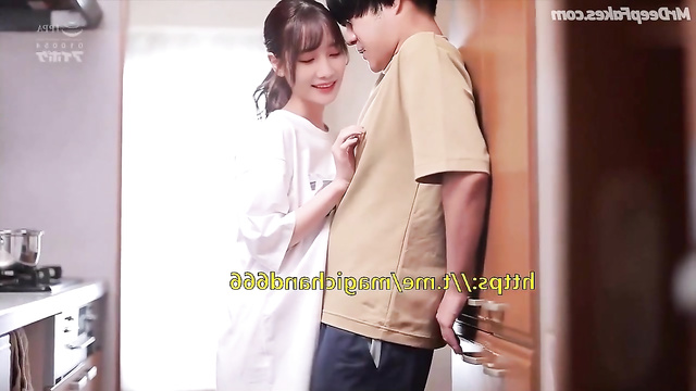 AI Song Xinran - young couple secluded in the kitchen, SNH48 (宋昕冉 换脸)