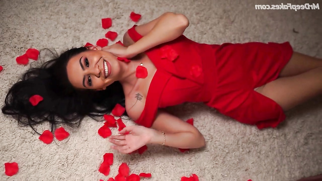 Sexy blonde in red dress wants to suck your cock - fake Alejandra Rubio
