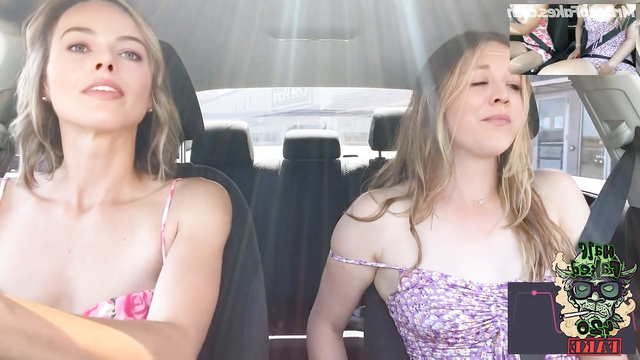 Masturbating in the car - Kaley Cuoco & Margot Robbie (face swap)