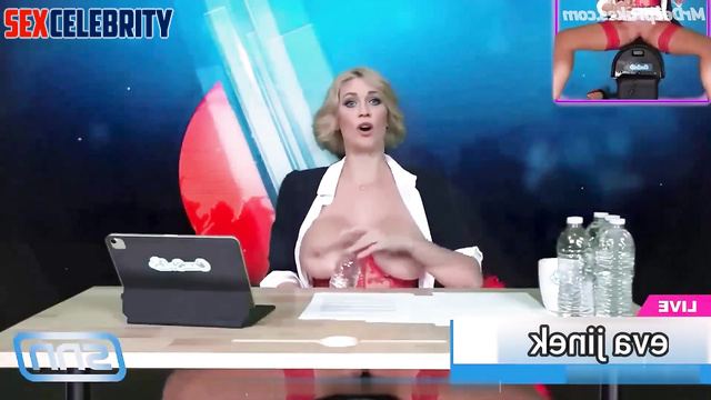 Busty milf broadcasting news naked / Eva Jinek solo sex tape