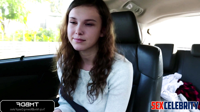 Dissolute Millie Bobby Brown fucked with driver, real fake
