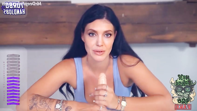 Sexy milf Angelina Jolie sucks sex toys - real fake