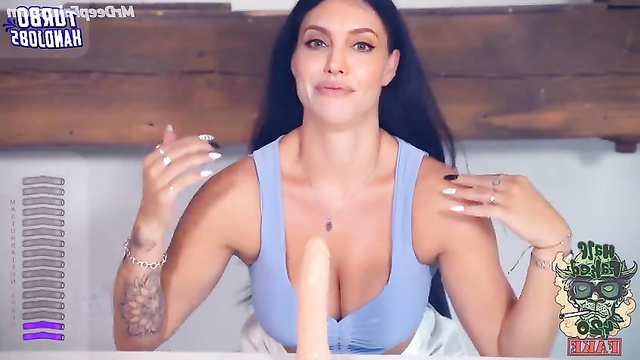 Sexy milf Angelina Jolie sucks sex toys - real fake