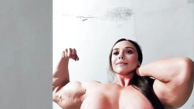 Pumped up bitch Elizabeth Olsen demonstrates naked on camera face swap