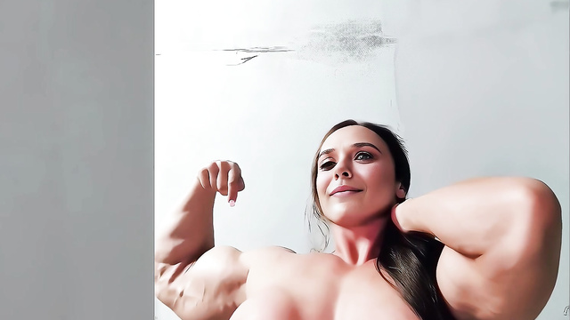 Pumped up bitch Elizabeth Olsen demonstrates naked on camera face swap