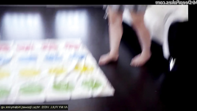 Deepfake Sophia Lillis plays the floor game Twister