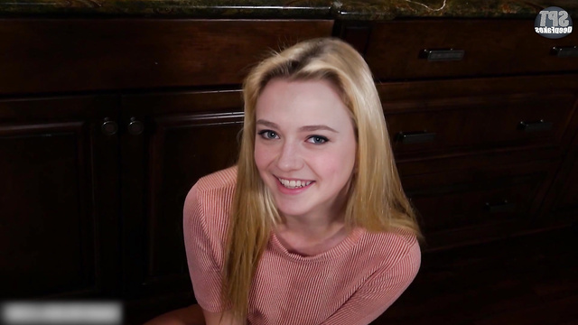 Dakota Fanning gives POV blowie & swallows in the kitchen /fakes