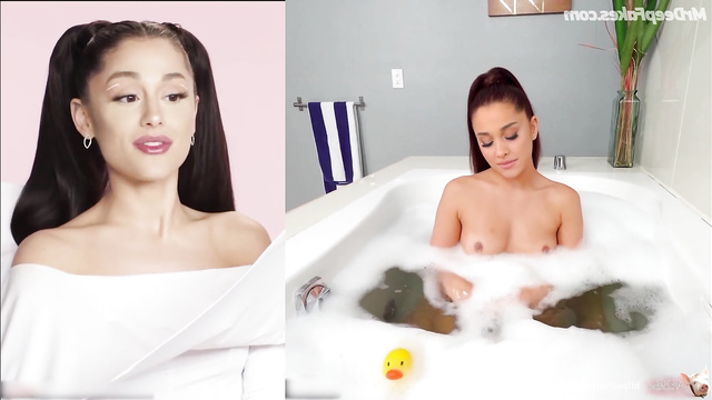 Confrontation in bath ends with quick fuck - fake Ariana Grande