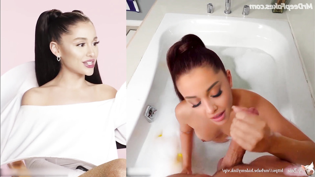Confrontation in bath ends with quick fuck - fake Ariana Grande