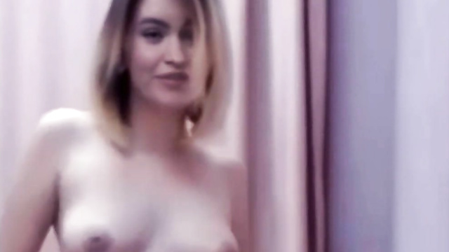 Naked celeb Lily James hot fake dancing on webcam