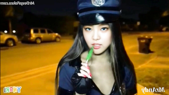 블랙핑크 제니 딥페이크 Korean idol Jennie in police costume fucks with a guy