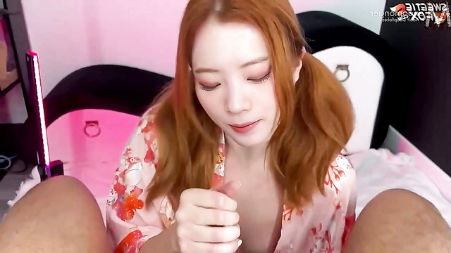 Entertaining deep throat by red haired whore Dahyun (다현 트와이스) [A.I.]