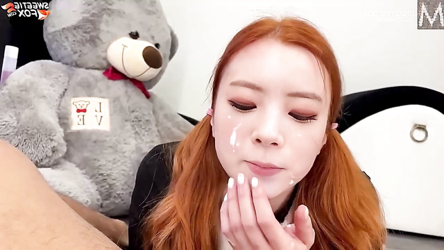 Entertaining deep throat by red haired whore Dahyun (다현 트와이스) [A.I.]