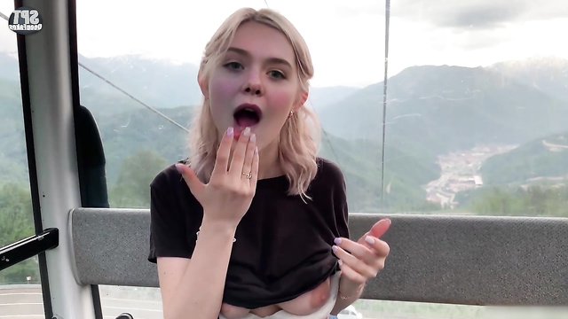 Porn complitation with sexy Elle Fanning / she makes blowjob everywhere