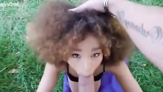Young ebony babe Ice Spice demonstrates deepthroat skills - fakeapp