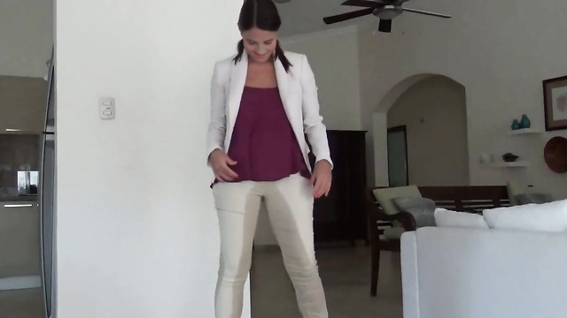 Elegant babe in a business suit Emma Watson peed in her pants - fake