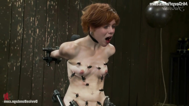 Red-haired slut Sophia Lillis loves BDSM games (face swap)