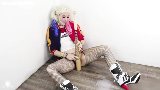 A.I. Margot Robbie puts a baseball bat in her pussy