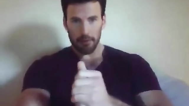 Fake Chris Evans - sexy young handsome guy jerking off on camera