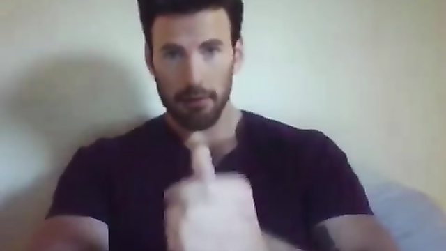 Fake Chris Evans - sexy young handsome guy jerking off on camera