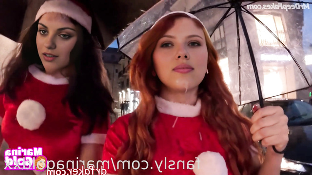 New year, Scarlett Johansson & Mila Kunis with cum on their ai faces