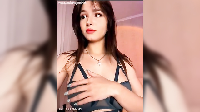 Innocent babe tease natural tits on webcam - Kati Zaragoza A.I.