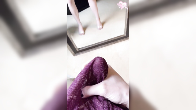 Slutty youtuber Maggie Mae Fish enjoys teasing her hard dick in front of the mirror