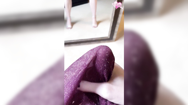 Slutty youtuber Maggie Mae Fish enjoys teasing her hard dick in front of the mirror